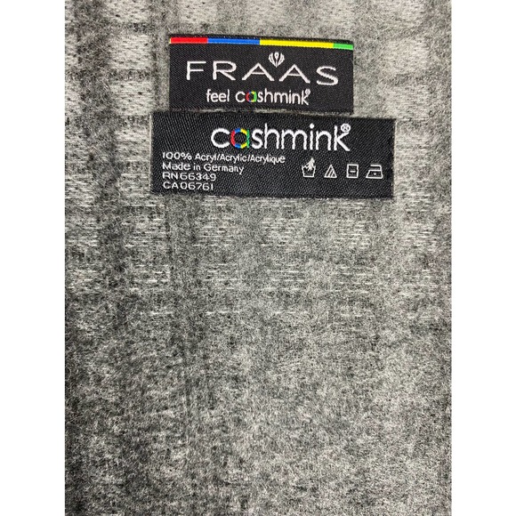 Fraas Cashmink Feel Gray Black Geometric Fringed Soft Winter Rectangle Scarf - Picture 3 of 4